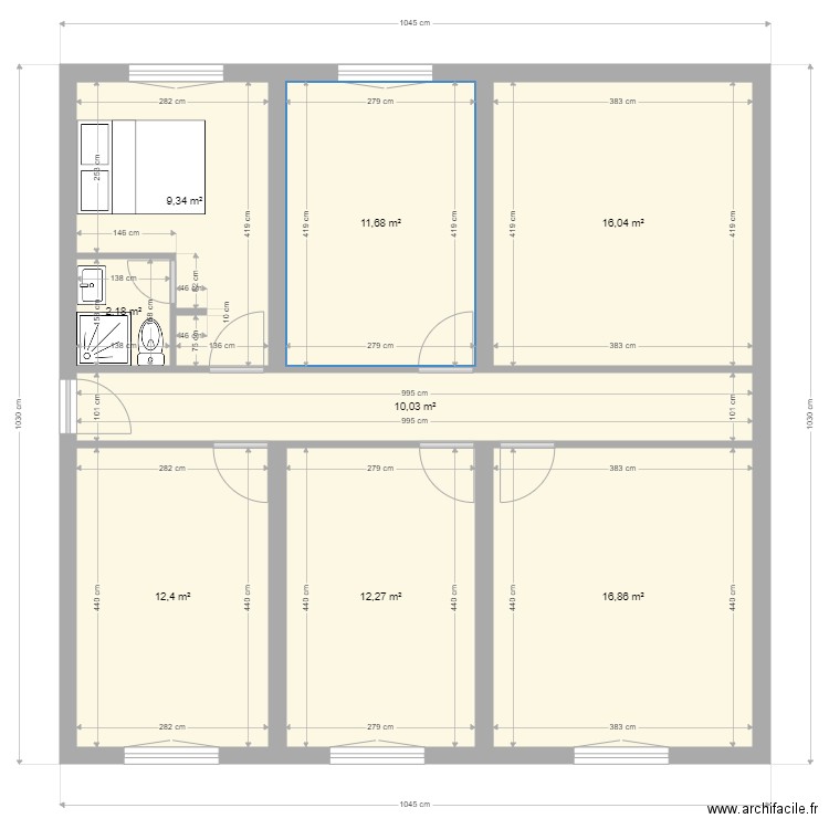 thierry test. Plan de 8 pièces et 91 m2