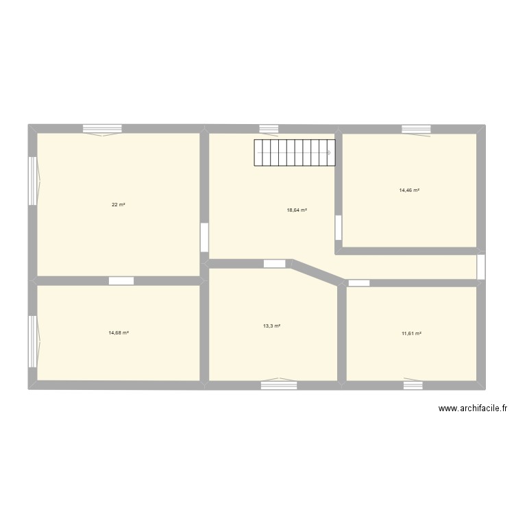 1er étage BW - actuel. Plan de 6 pièces et 95 m2