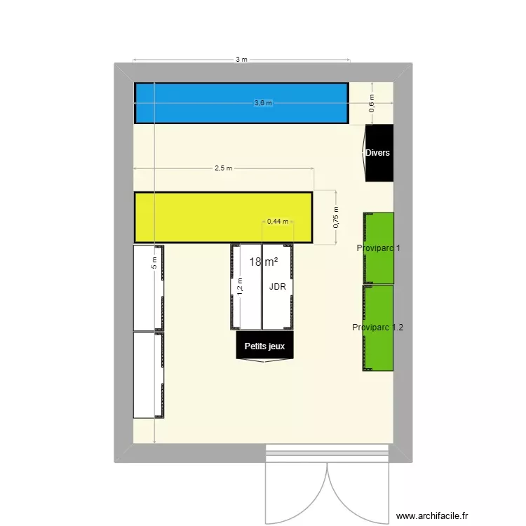 GDL - Club V2. Plan de 1 Pièce et 18 m² GDL - Club V2. Plan de 1 Pièce et 18 m²
