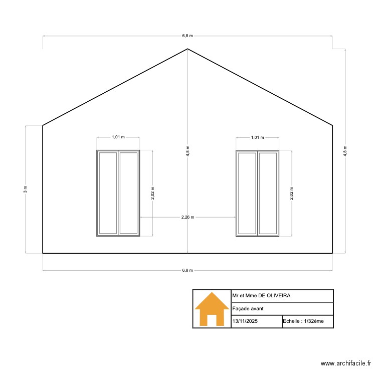 facade avant DP. Plan de 0 pièce et 0 m2