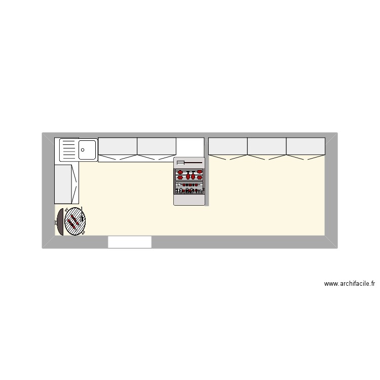 cuisine est. Plan de 1 pièce et 10 m2
