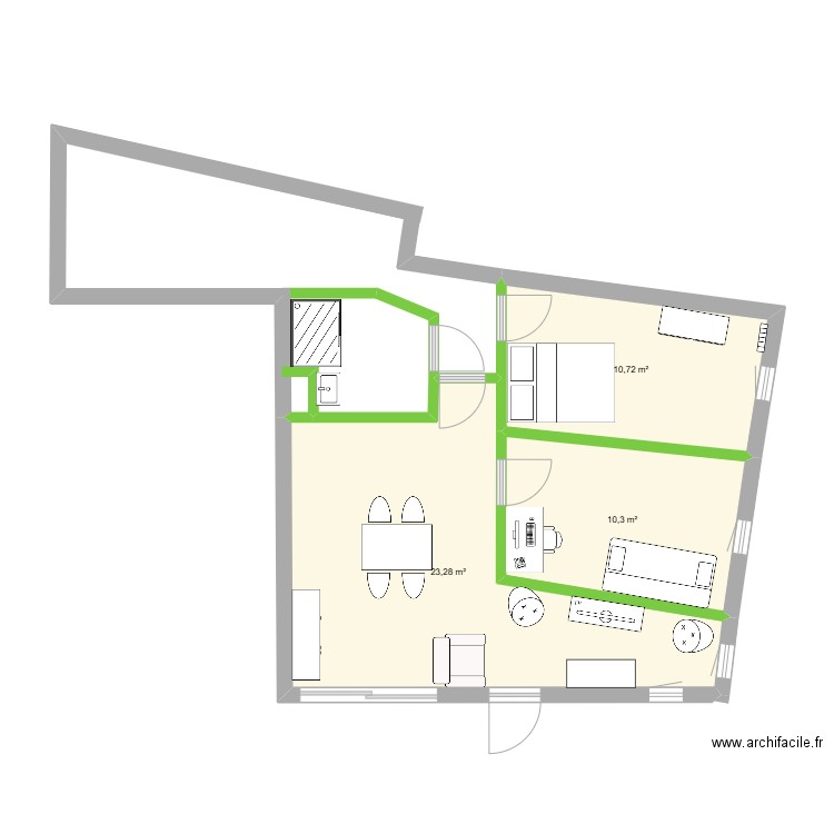 Chambray1. Plan de 3 pièces et 44 m2