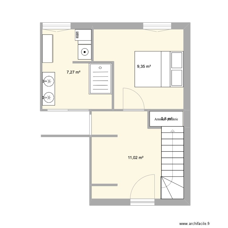 Maison Presles. Plan de 4 pièces et 28 m2