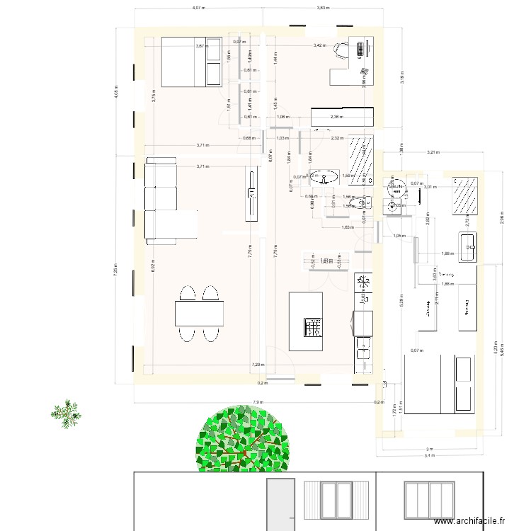 toute la maison. Plan de 5 pièces et 82 m2