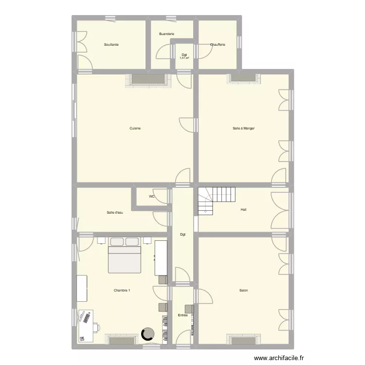 Sadirac. Plan de 13 Pièces et 186 m²