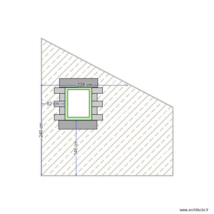 vue mur ext sdb. Plan de 1 pièce et 9 m2