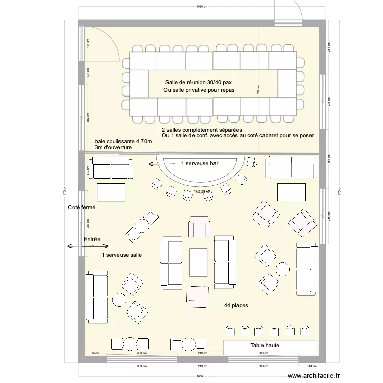 Hotel Ivato salle conf 1. Plan de 