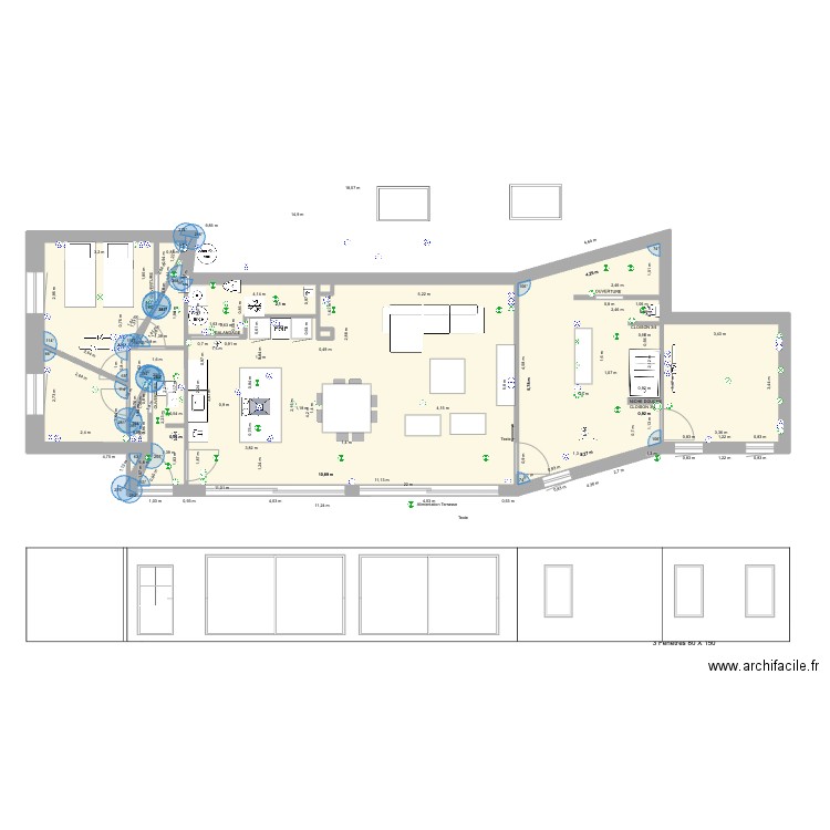 PROJET CAILLE - AMENAGEMENT INTERIEUR SALON. Plan de 8 pièces et 112 m2
