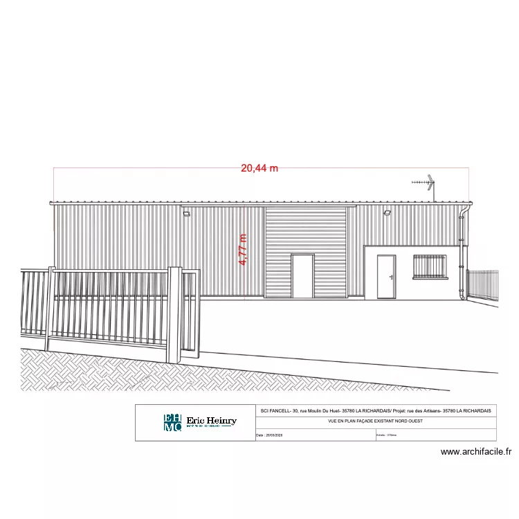 VUE EN PLAN FA&Ccedil;ADE EXISTNAT NORD OUEST PLOMB FM. Plan de 