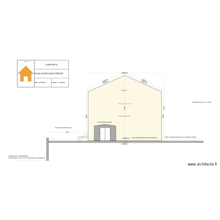 plan coupe initial. Plan de 0 pièce et 0 m2