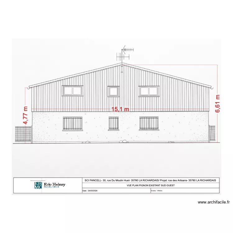 PIGNON EXISTANT SUD OUEST PLOMB FM. Plan de 