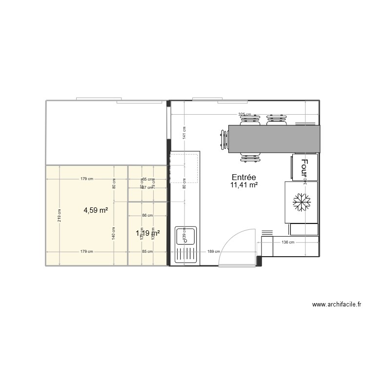 Cuisine + Salle de Bain. Plan de 0 pièce et 0 m2