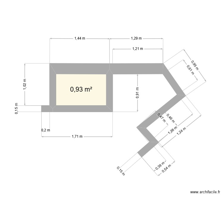 tignes1. Plan de 1 pièce et 1 m2