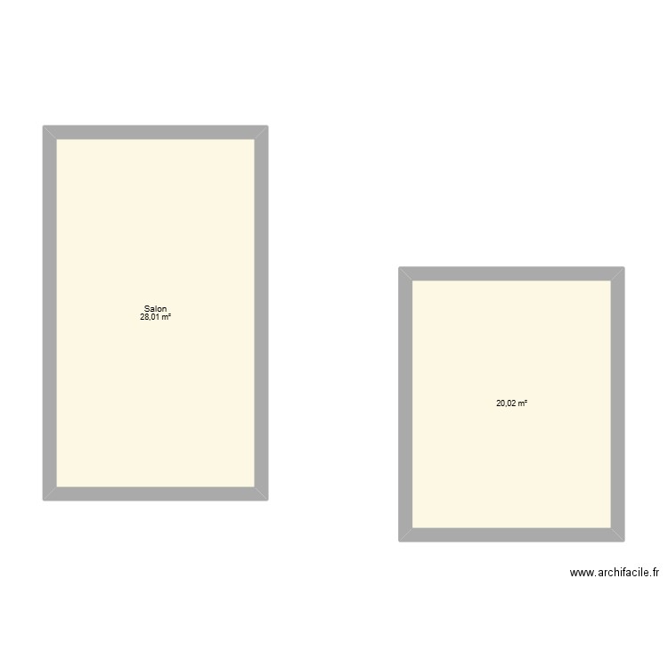 Salon Adam. Plan de 2 pièces et 48 m2