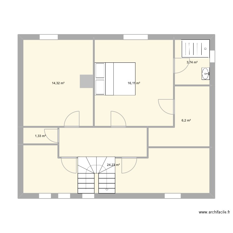 bussy. Plan de 6 pièces et 66 m2