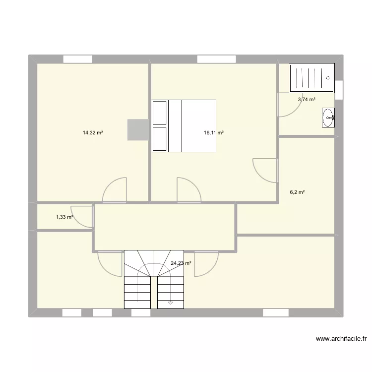 bussy. Plan de 6 pièces et 66 m²