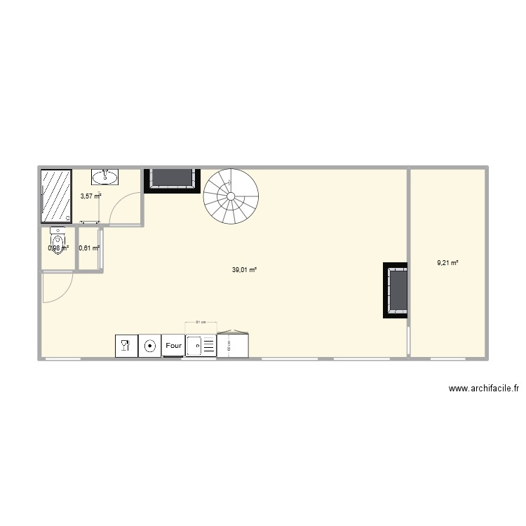 auguste. Plan de 5 pièces et 53 m2