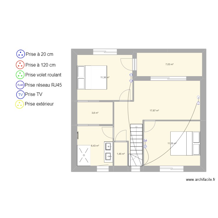 Antoine BISIAU Etage elec RJ/TV. Plan de 0 pièce et 0 m2