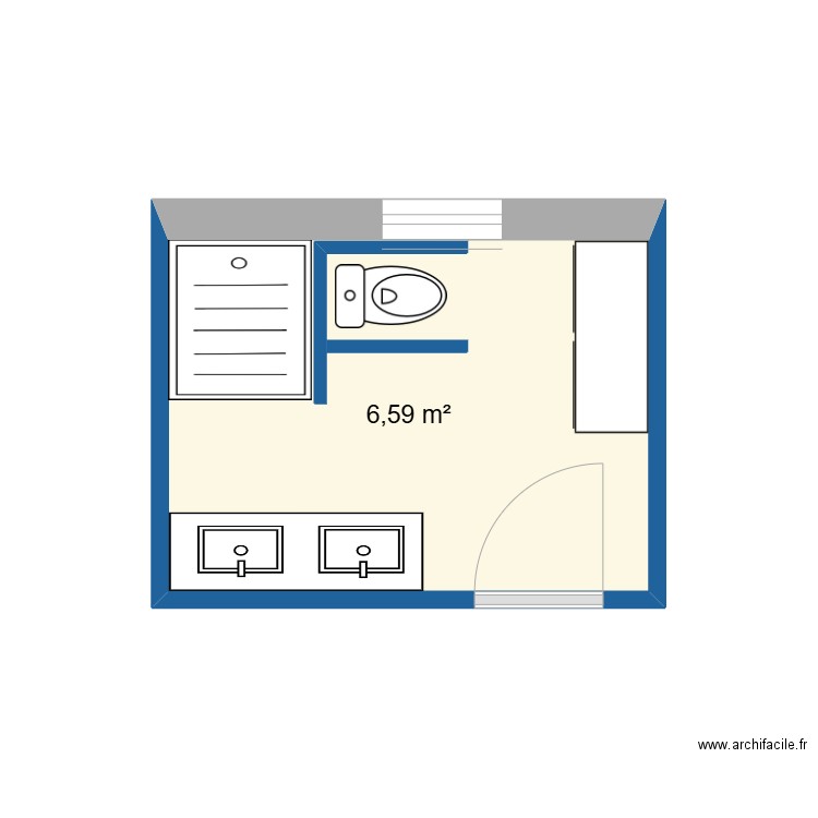 SDB CLO V1. Plan de 1 pièce et 7 m2