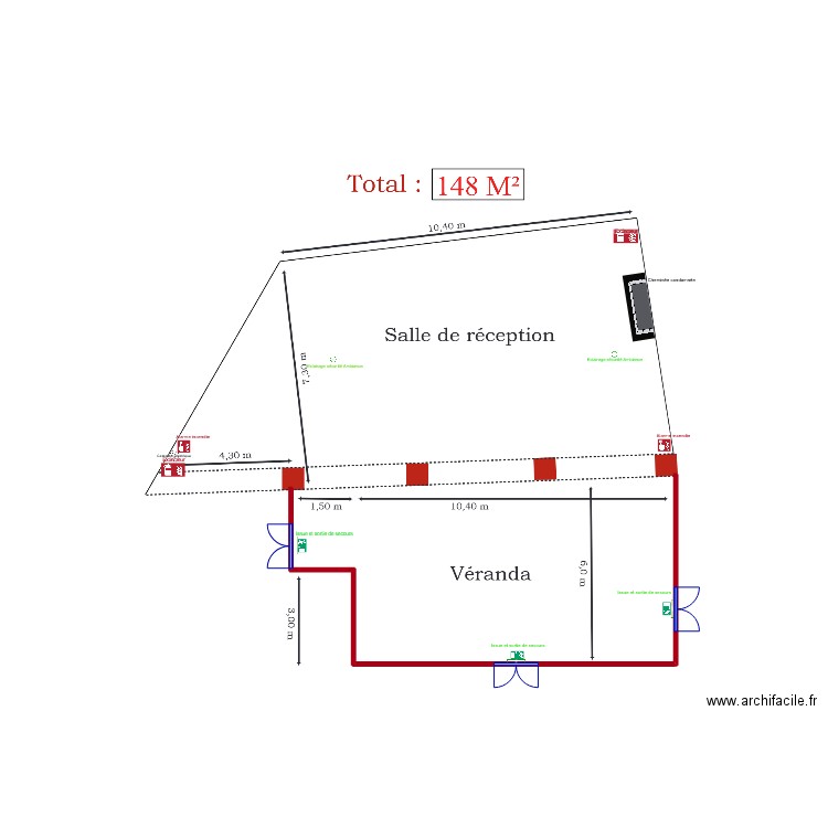 plan secours veranda. Plan de 0 pièce et 0 m2