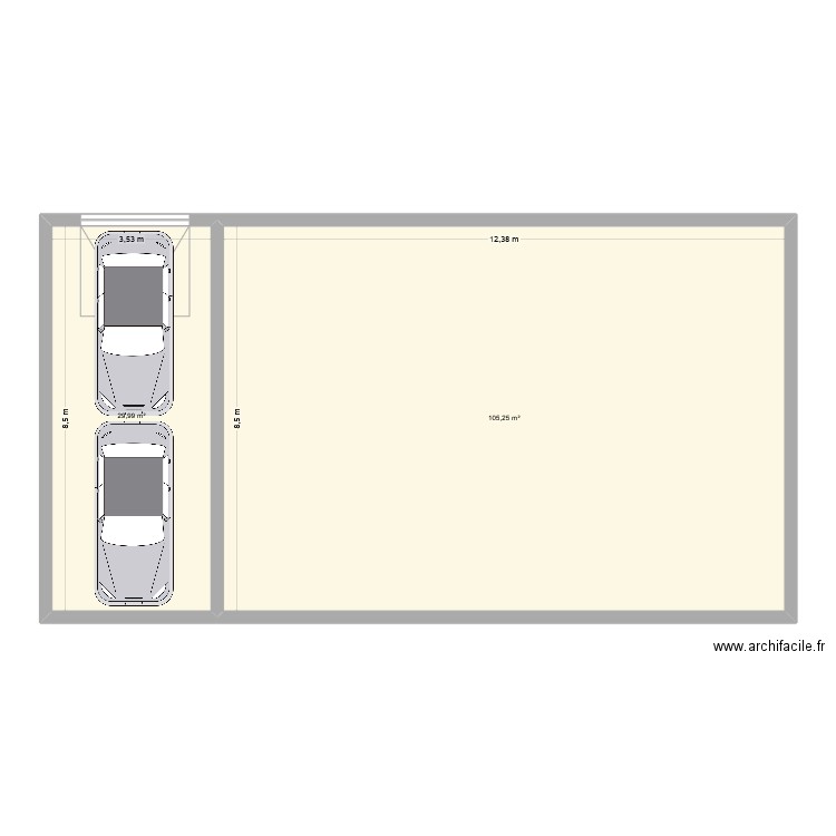 Base maison. Plan de 2 pièces et 135 m2