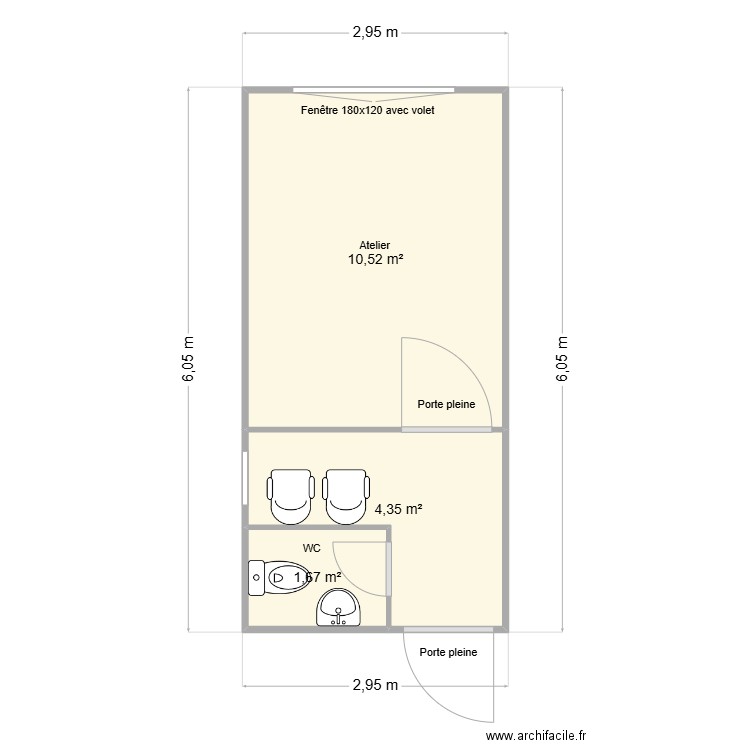 Mathot. Plan de 3 pièces et 17 m2