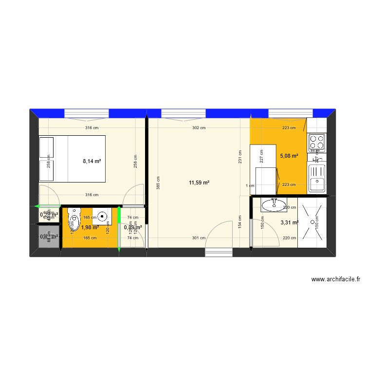 JOLYLES ROUSSES PROJET. Plan de 8 pièces et 32 m2