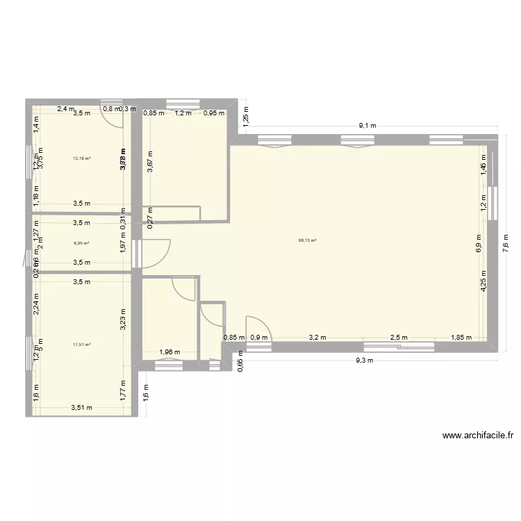 Maison3. Plan de 4  et 126 m²