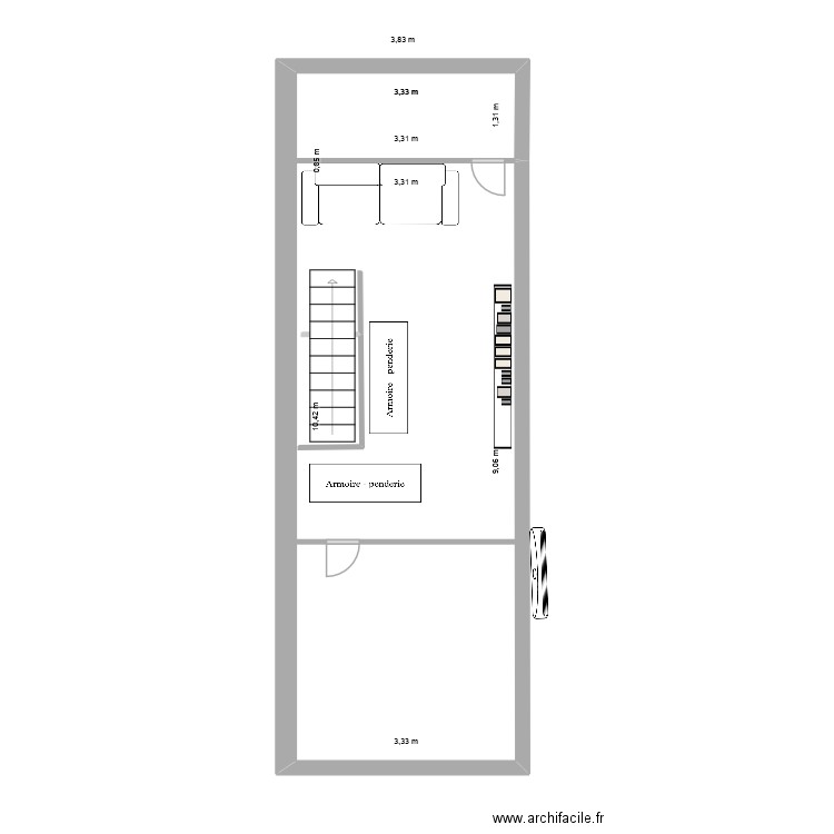 Maison salle de jeux. Plan de 1 pièce et 34 m2