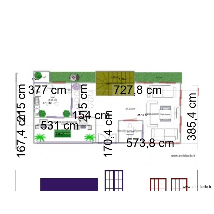 PLAN RICHE. Plan de 5 pièces et 46 m2