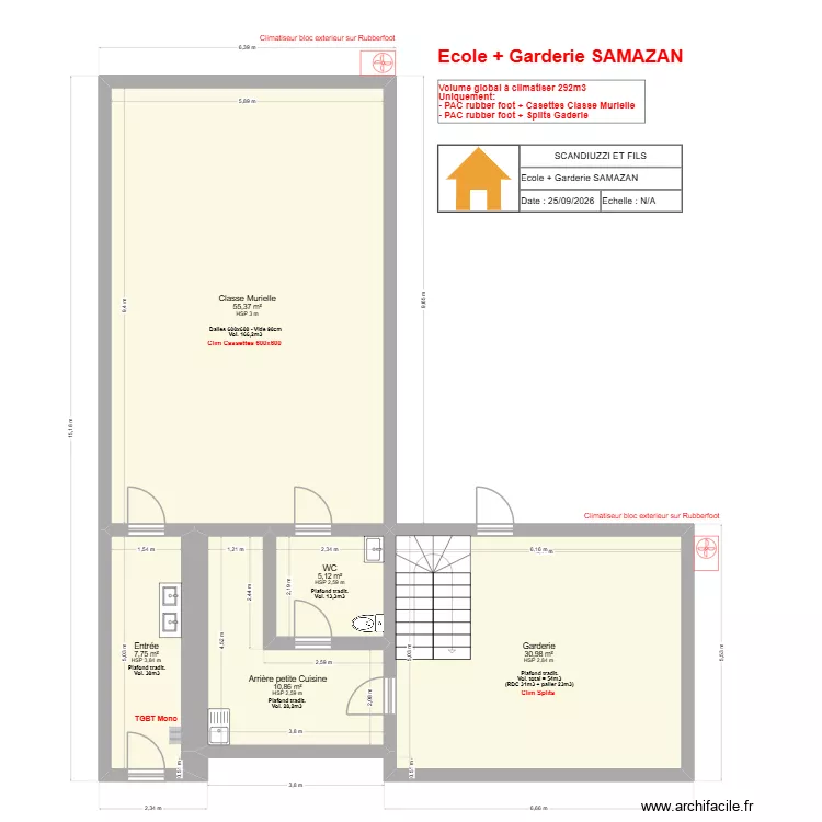 Ecole + Garderie SAMAZAN. Plan de 5  et 110 m²