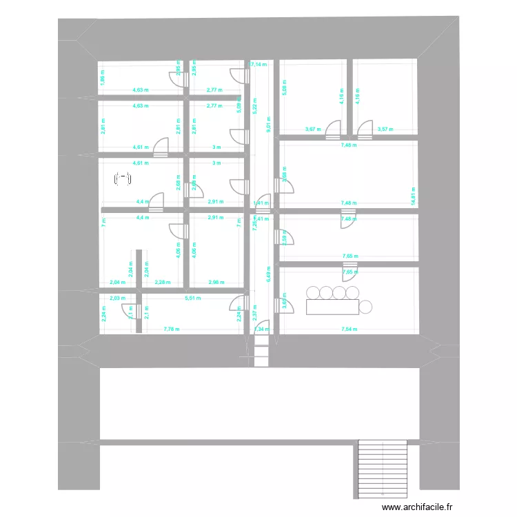 bunker Hitler. Plan de 7  et 234 m²