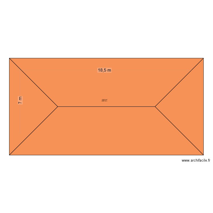 Plan de coupe - Grange 2026. Plan de 1 pièce et 130 m2