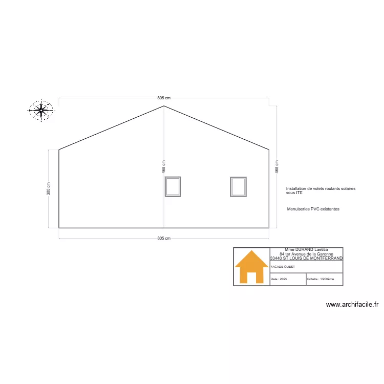 PLAN DE COUPE FACADE OUEST - DURAND. Plan de PLAN DE COUPE FACADE OUEST - DURAND. Plan de