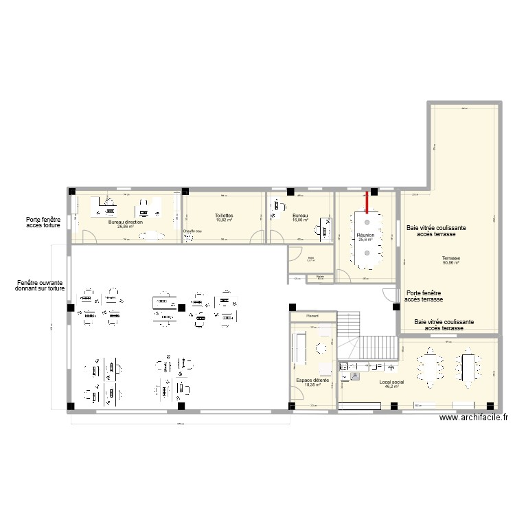 R+1 - V3 Dimensions. Plan de 10 pièces et 253 m2