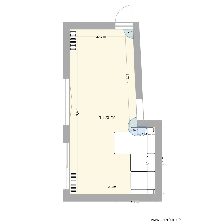 sejour dantzig. Plan de 1 pièce et 18 m2