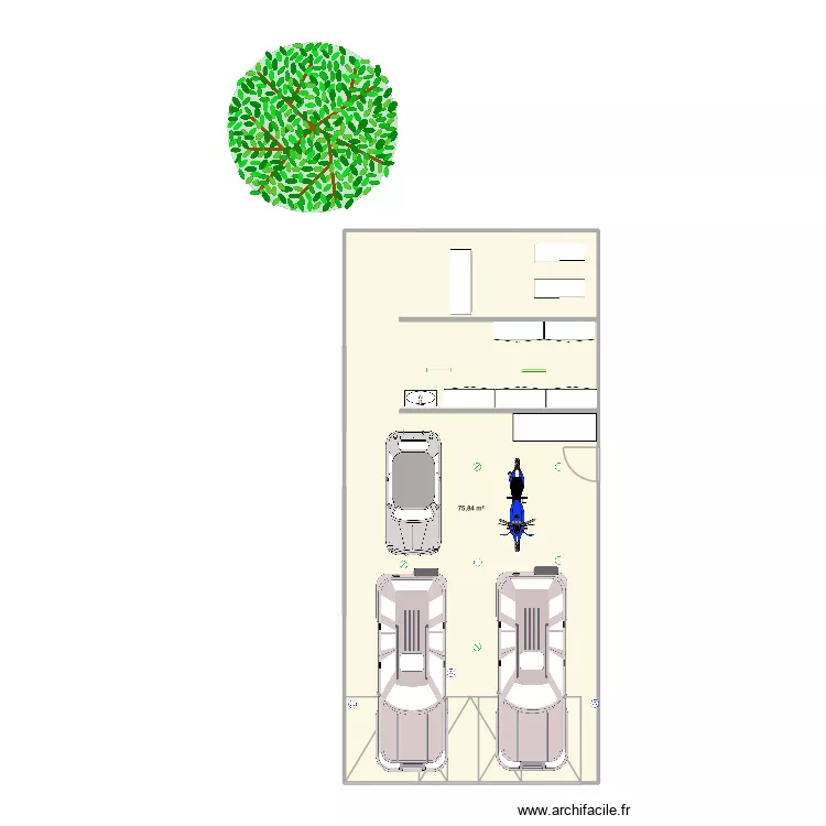GARAGE. Plan de 1  et 76 m²
