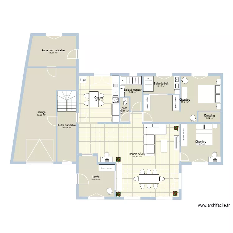 Breal projet&eacute;. Plan de 12 pièces et 171 m²