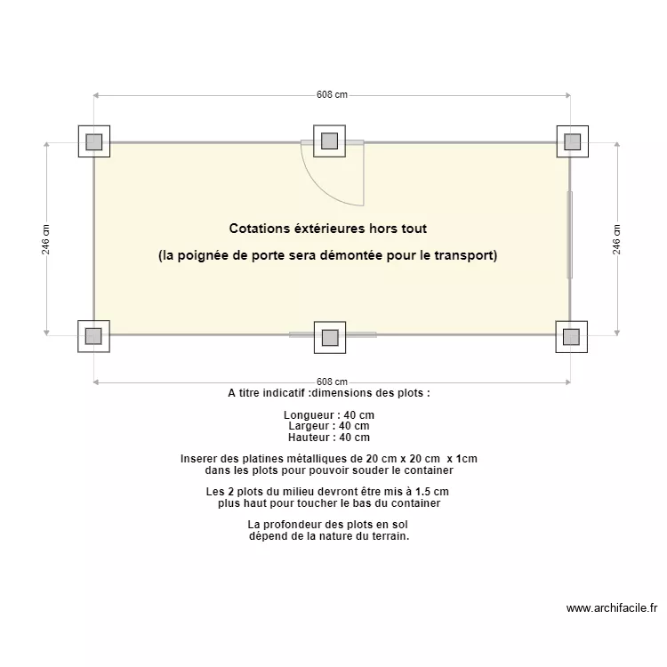 20'SOC NEVA Container NPDL TAHITI 2427. Plan de 