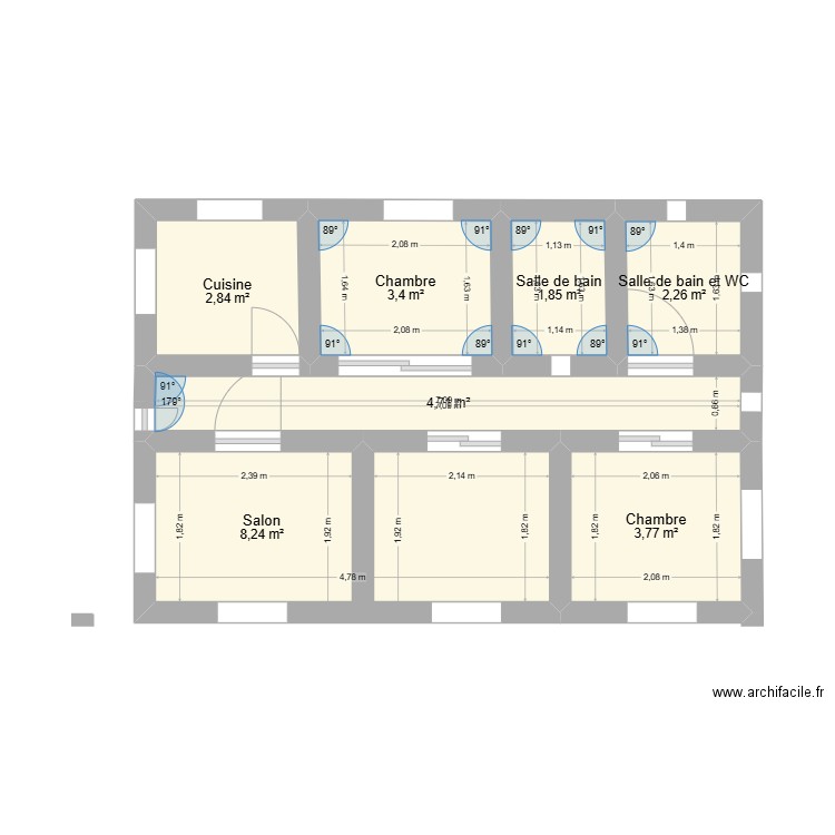 MA %AISON. Plan de 7 pièces et 27 m2