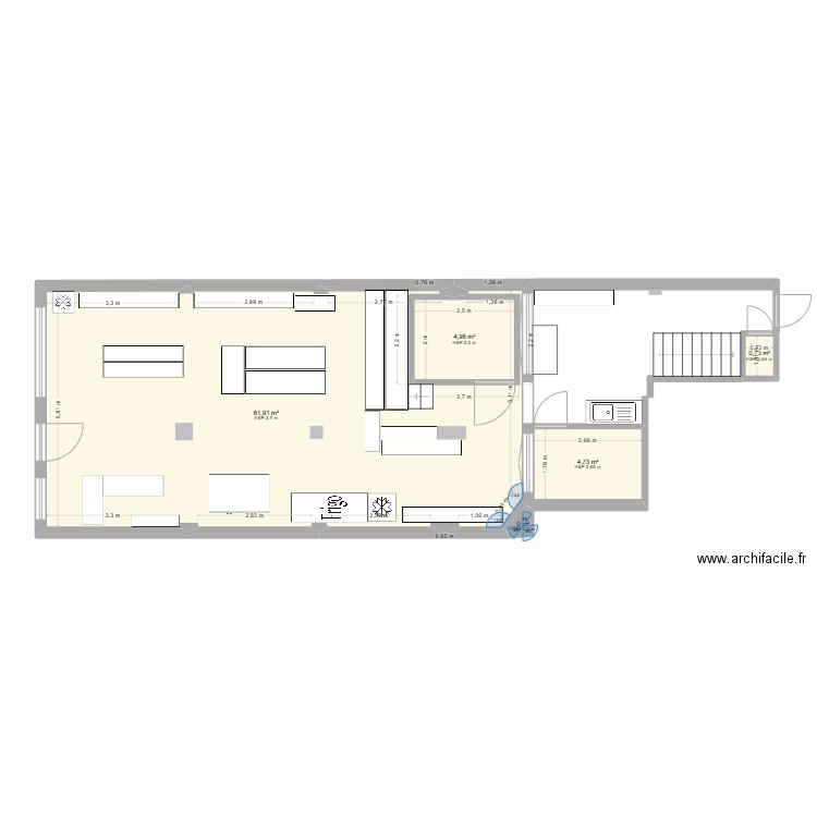 Local Gimont 4. Plan de 5 pièces et 72 m2