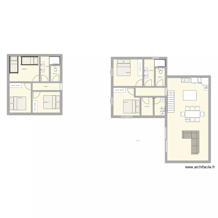Noirmoutier. Plan de 13  et 131 m²