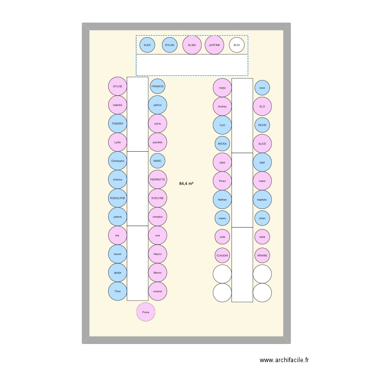 mariage. Plan de 1 pièce et 84 m2