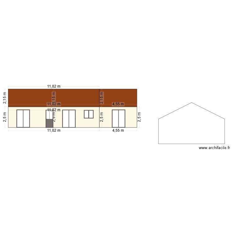 Plan façade SUD OUEST. Plan de 0 pièce et 0 m2