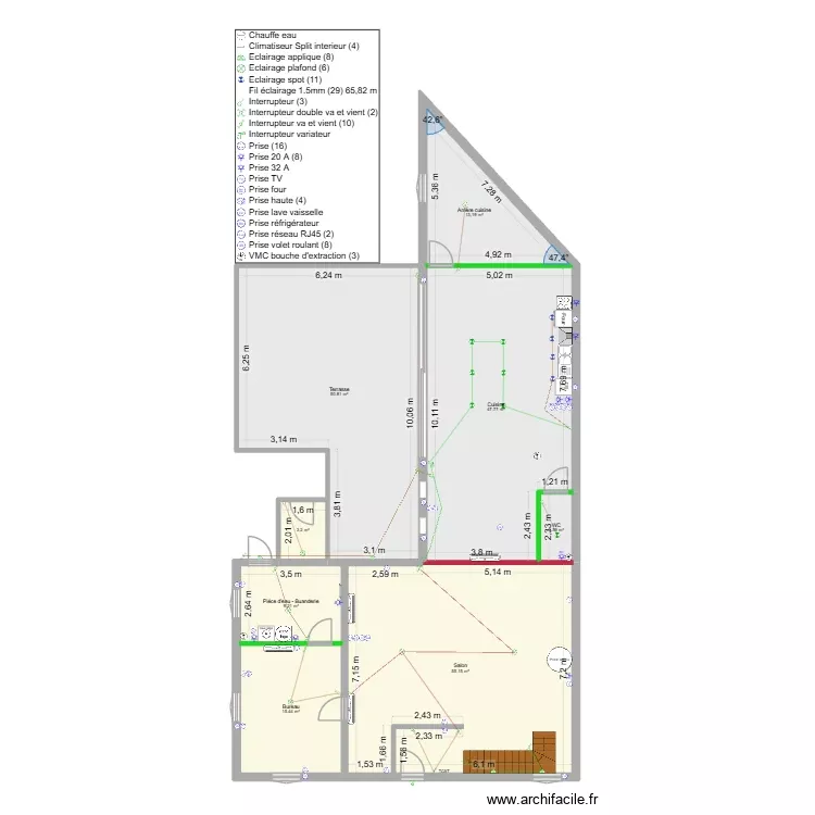 MARIZY_RDC IMPLANTATION ELEC. Plan de 8 Pièces et 197 m²