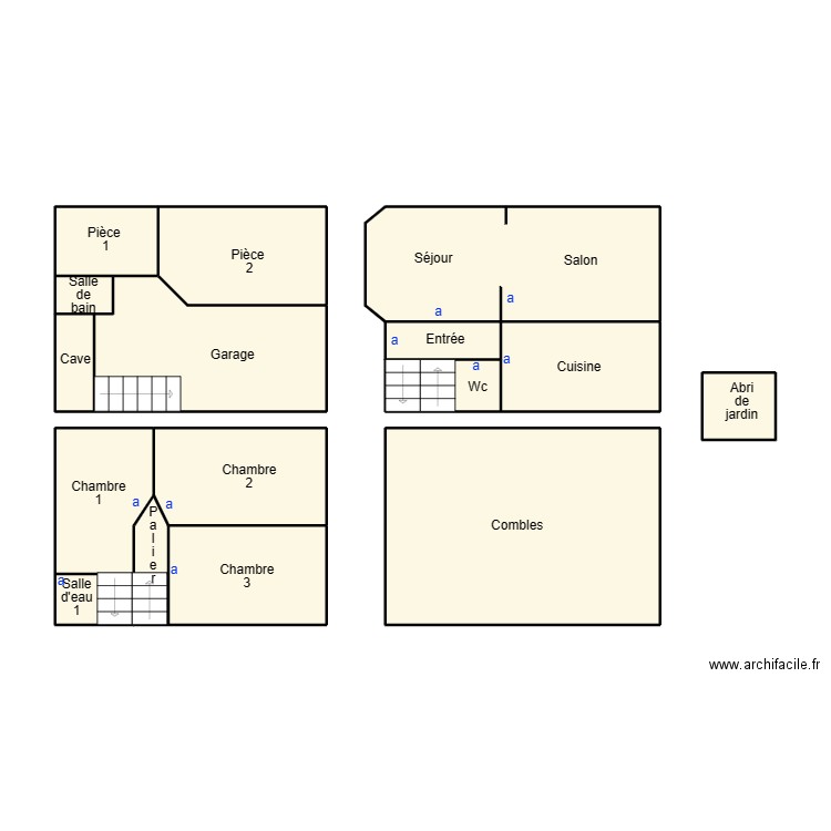 LOCTUDY NALLARD. Plan de 17 pièces et 73 m2