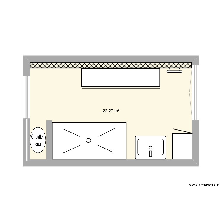 SDB Verte . Plan de 1 pièce et 22 m2