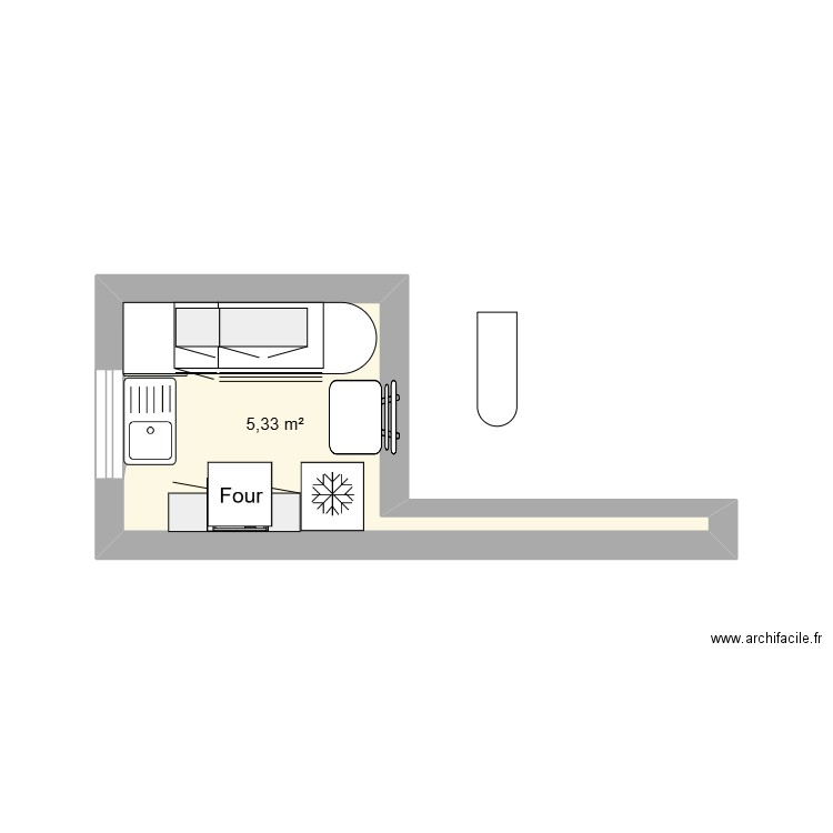 cuisine benoit. Plan de 1 pièce et 5 m2