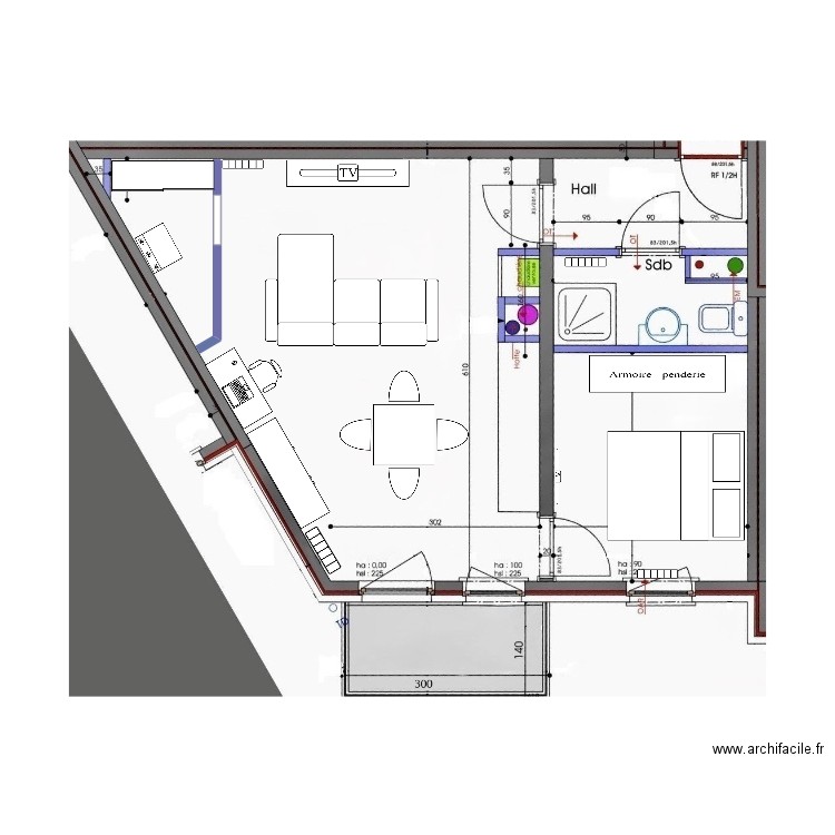 projet porte coulissante. Plan de 0 pièce et 0 m2