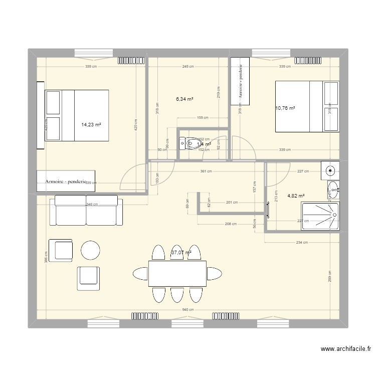 Saint joseph R+1 // V3. Plan de 6 pièces et 75 m2